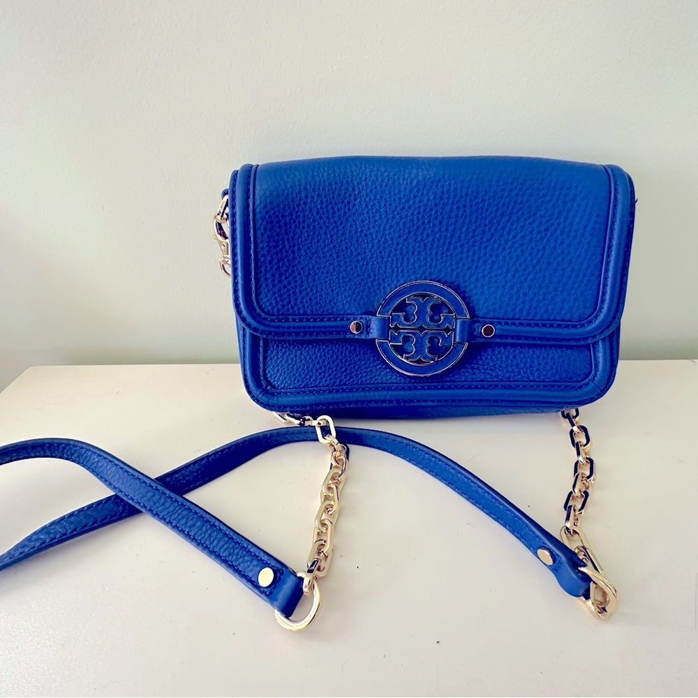 Tory Burch Amanda Chain Wallet Crossbody Royal Blue